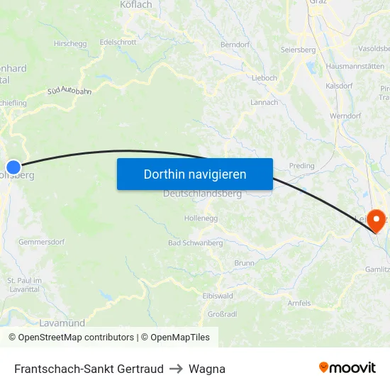 Frantschach-Sankt Gertraud to Wagna map