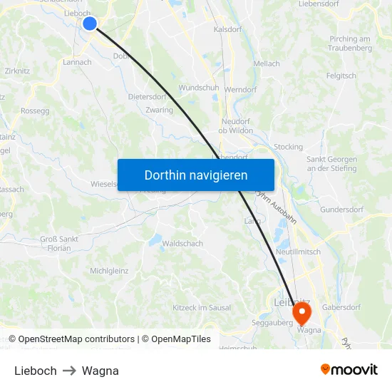 Lieboch to Wagna map