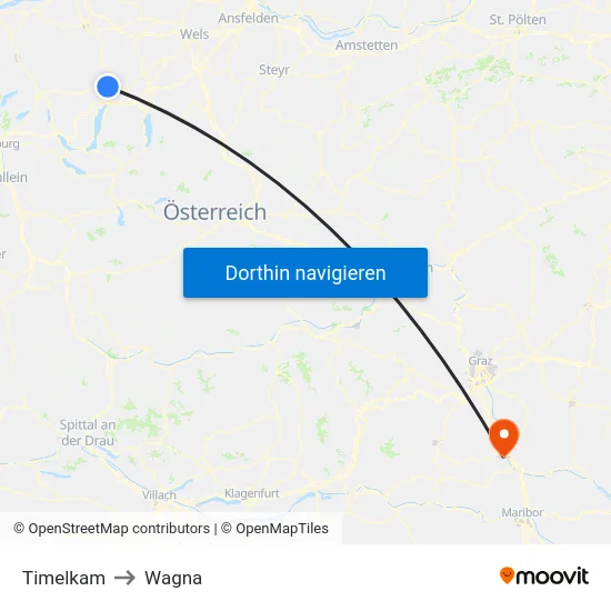 Timelkam to Wagna map