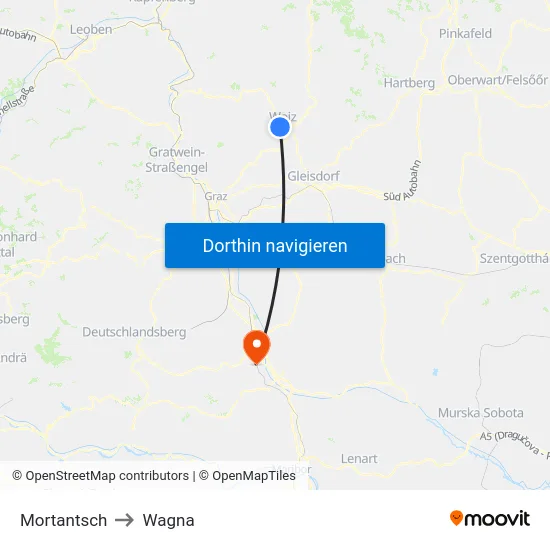 Mortantsch to Wagna map