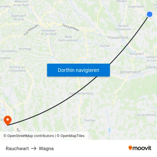 Rauchwart to Wagna map