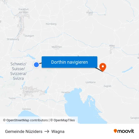 Gemeinde Nüziders to Wagna map