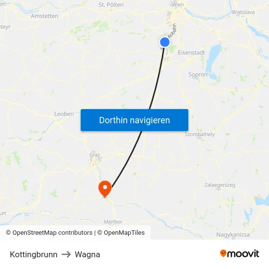 Kottingbrunn to Wagna map