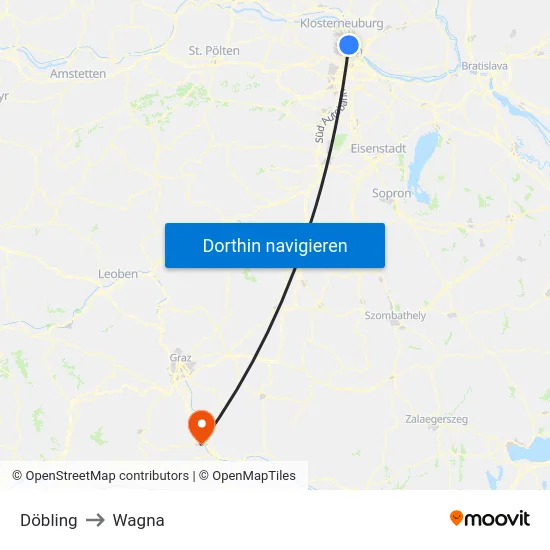 Döbling to Wagna map