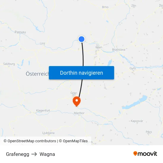 Grafenegg to Wagna map