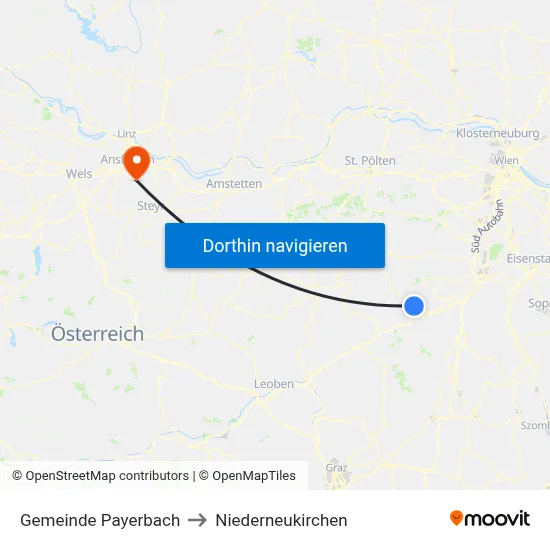 Gemeinde Payerbach to Niederneukirchen map