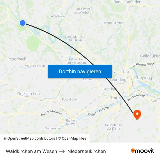 Waldkirchen am Wesen to Niederneukirchen map