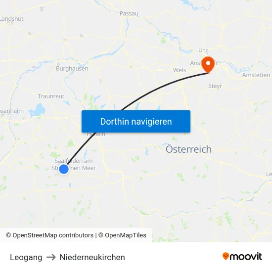 Leogang to Niederneukirchen map