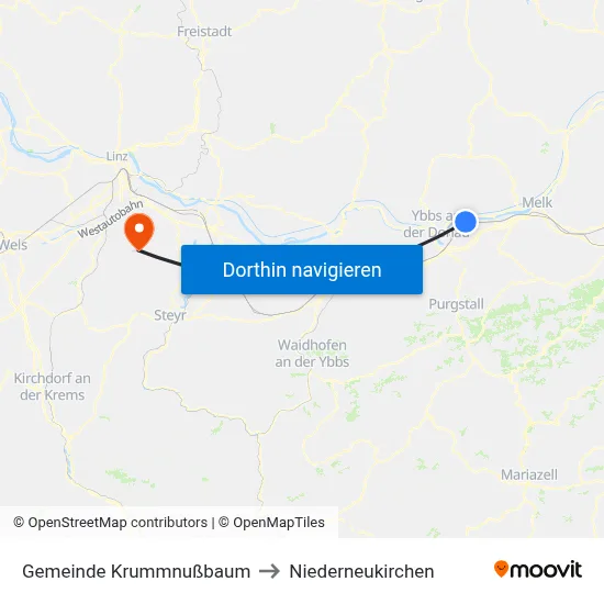 Gemeinde Krummnußbaum to Niederneukirchen map