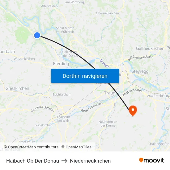 Haibach Ob Der Donau to Niederneukirchen map