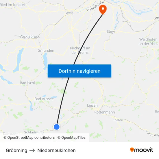 Gröbming to Niederneukirchen map