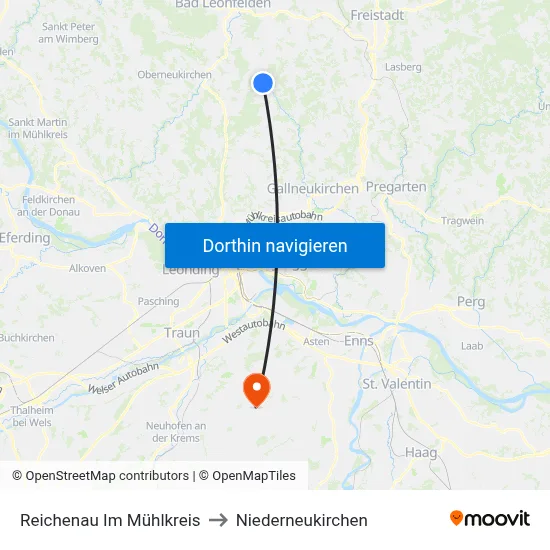 Reichenau Im Mühlkreis to Niederneukirchen map