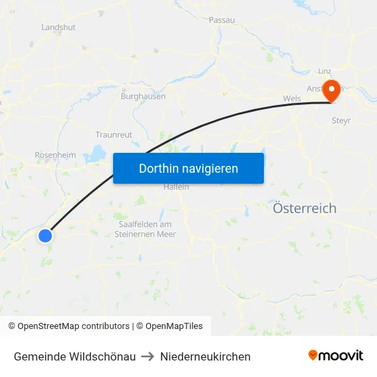 Gemeinde Wildschönau to Niederneukirchen map