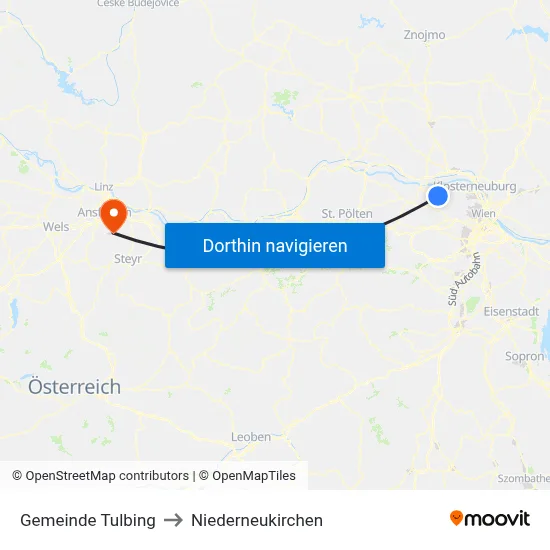 Gemeinde Tulbing to Niederneukirchen map