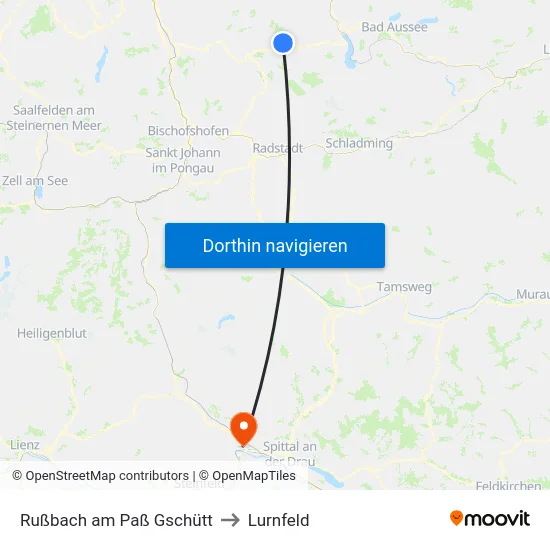 Rußbach am Paß Gschütt to Lurnfeld map