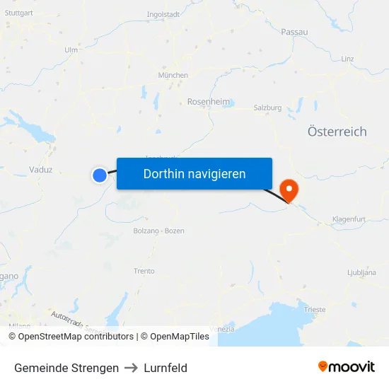 Gemeinde Strengen to Lurnfeld map