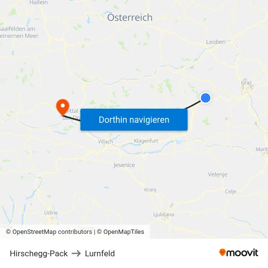 Hirschegg-Pack to Lurnfeld map