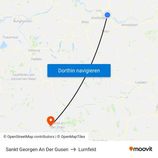 Sankt Georgen An Der Gusen to Lurnfeld map