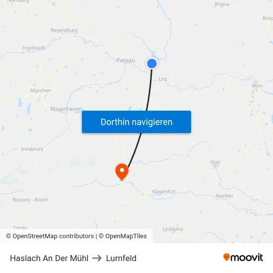 Haslach An Der Mühl to Lurnfeld map