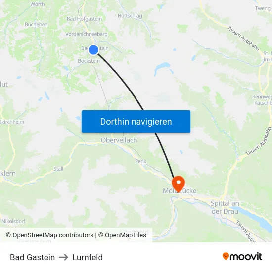 Bad Gastein to Lurnfeld map