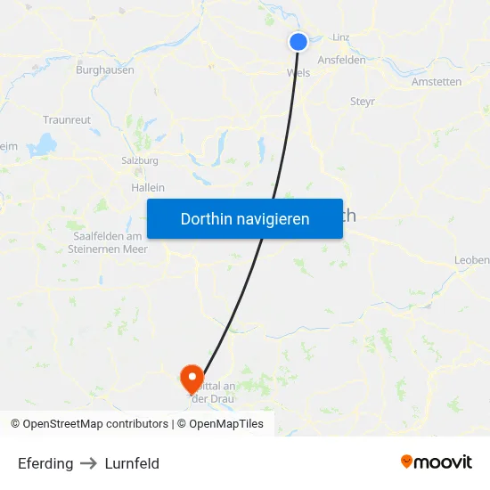 Eferding to Lurnfeld map