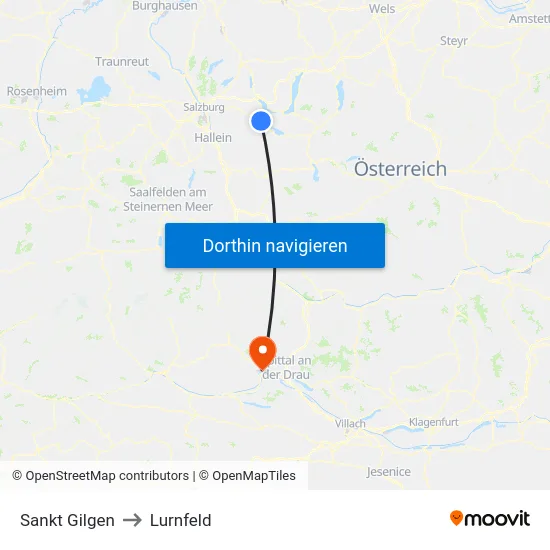 Sankt Gilgen to Lurnfeld map