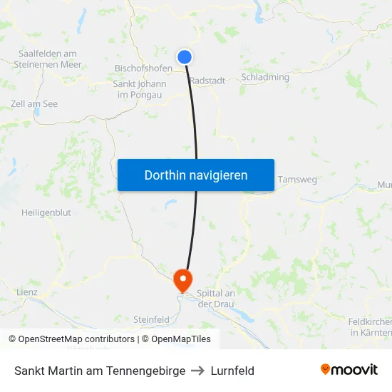 Sankt Martin am Tennengebirge to Lurnfeld map