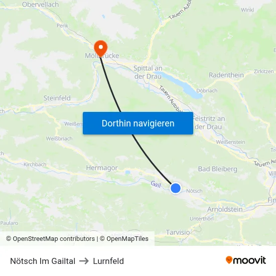 Nötsch Im Gailtal to Lurnfeld map