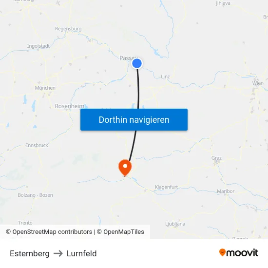 Esternberg to Lurnfeld map