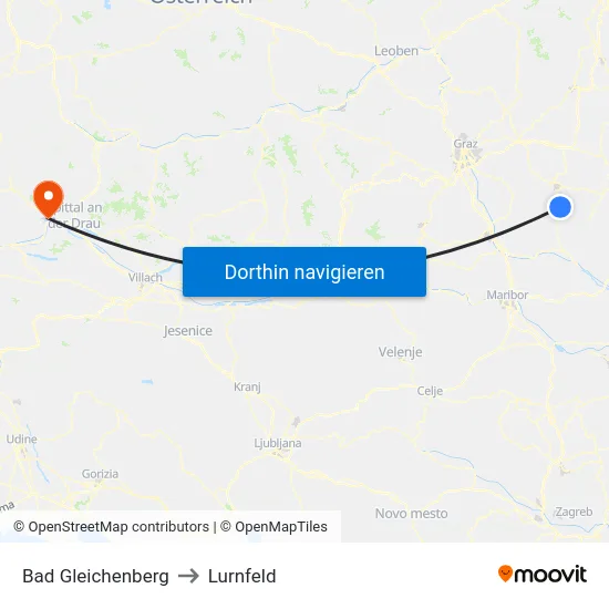 Bad Gleichenberg to Lurnfeld map