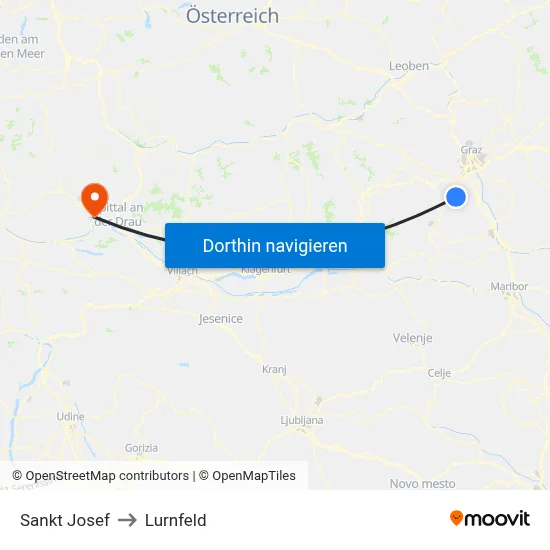 Sankt Josef to Lurnfeld map