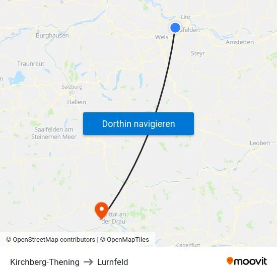 Kirchberg-Thening to Lurnfeld map