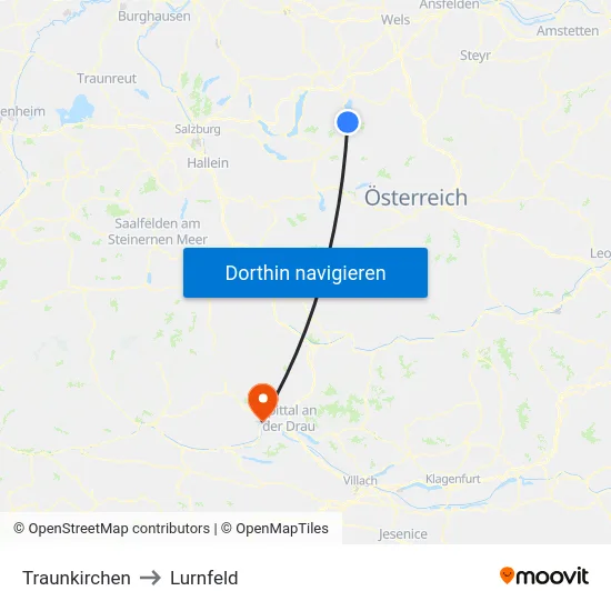 Traunkirchen to Lurnfeld map