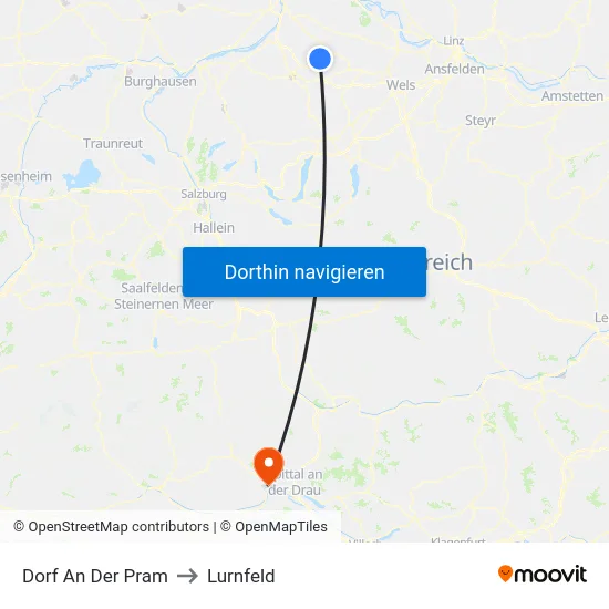Dorf An Der Pram to Lurnfeld map