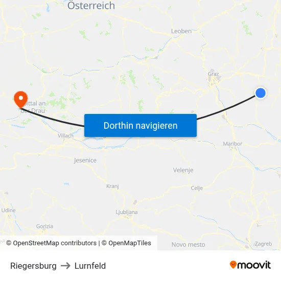 Riegersburg to Lurnfeld map