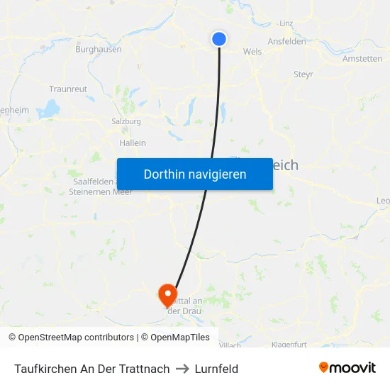 Taufkirchen An Der Trattnach to Lurnfeld map
