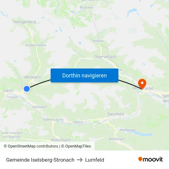 Gemeinde Iselsberg-Stronach to Lurnfeld map