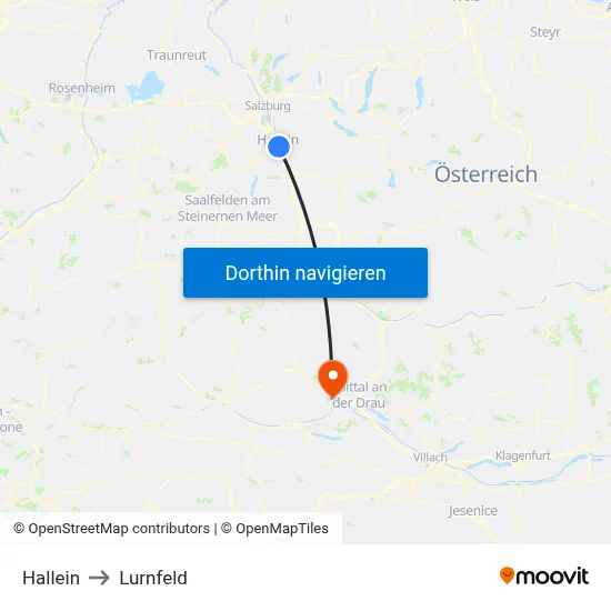 Hallein to Lurnfeld map