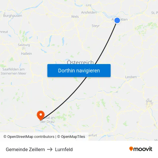 Gemeinde Zeillern to Lurnfeld map