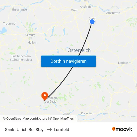 Sankt Ulrich Bei Steyr to Lurnfeld map