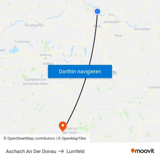 Aschach An Der Donau to Lurnfeld map