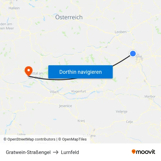 Gratwein-Straßengel to Lurnfeld map