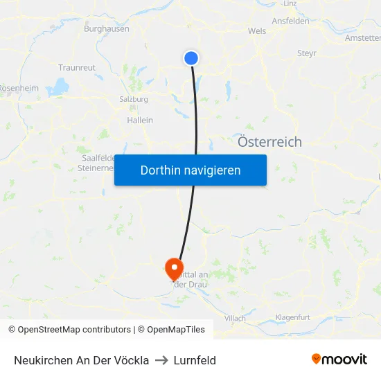 Neukirchen An Der Vöckla to Lurnfeld map