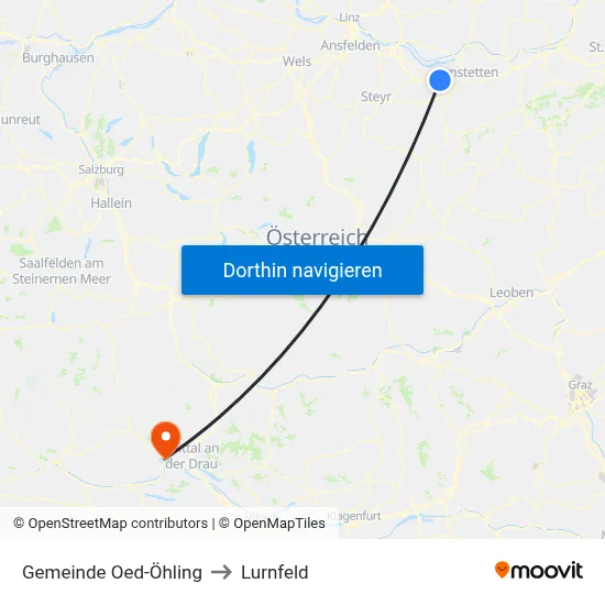 Gemeinde Oed-Öhling to Lurnfeld map