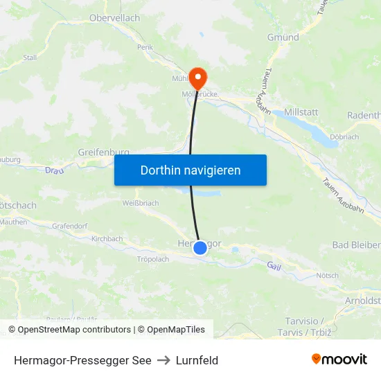 Hermagor-Pressegger See to Lurnfeld map