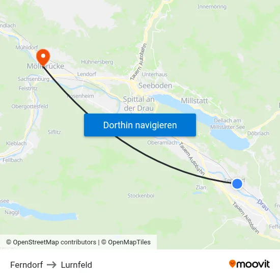 Ferndorf to Lurnfeld map