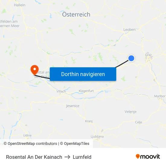 Rosental An Der Kainach to Lurnfeld map