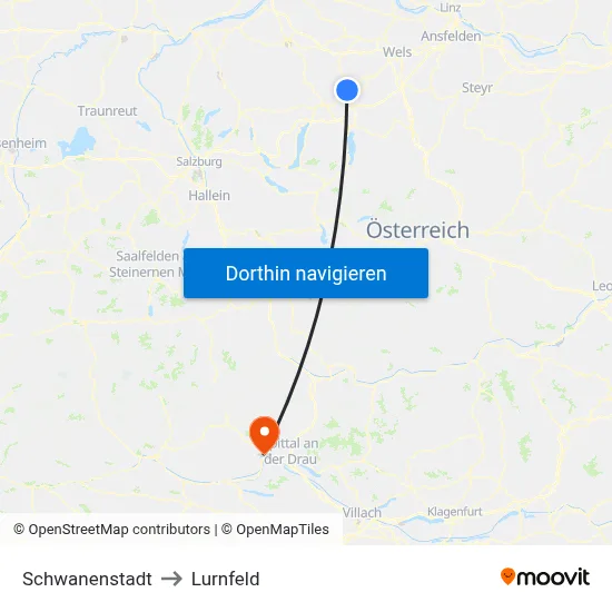 Schwanenstadt to Lurnfeld map