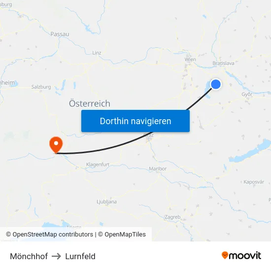 Mönchhof to Lurnfeld map