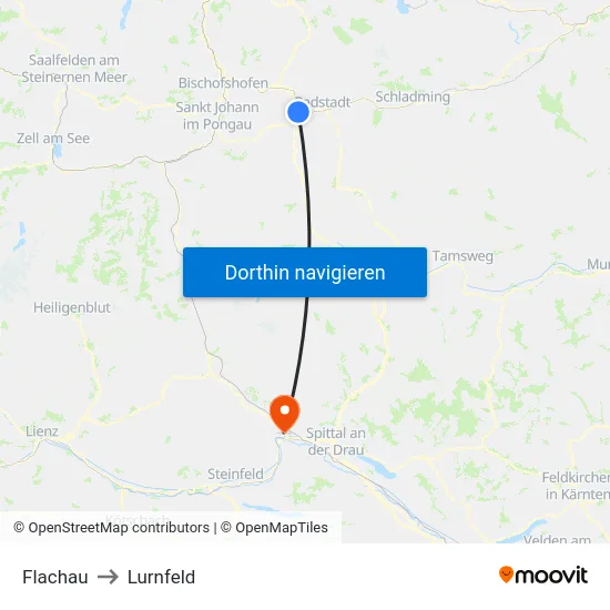 Flachau to Lurnfeld map